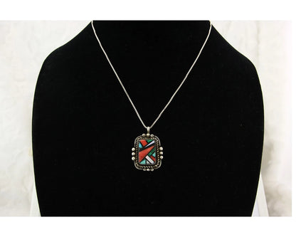 Navajo Necklace Sterling Silver Authentic Gemstone Signed The Blue Indian 1991