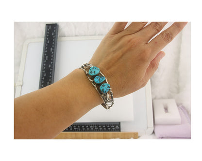 Vintage Navajo Bracelet 925 Silver Turquoise Traditional Handmade Authentic