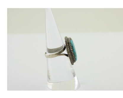 Navajo Ring 925 Silver Kingman Turquoise Native American Artist C.80's