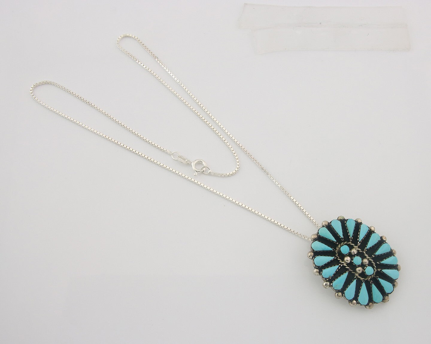Navajo Sterling Silver Necklace Turquosie Authentic Vintage Signed Ben Yazzie
