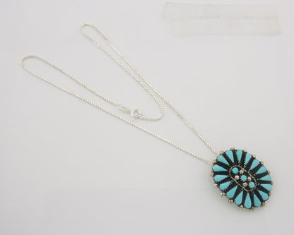 Navajo Sterling Silver Necklace Turquosie Authentic Vintage Signed Ben Yazzie