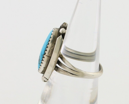Navajo Ring 925 Silver Kingman Turquoise Artist Signed SC Size 7.0 C.80's