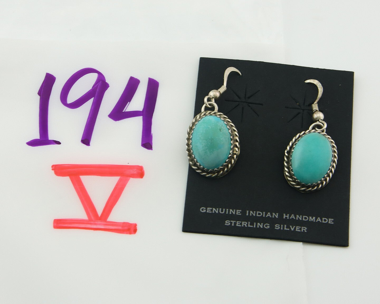 Navajo Dangle Earrings 925 Silver Natural Turquoise Native Signed Benally C.80's
