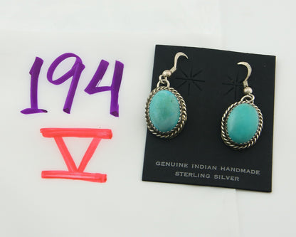 Navajo Dangle Earrings 925 Silver Natural Turquoise Native Signed Benally C.80's