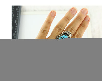 Vintage Navajo Ring Sterling Silver Authentic Turquoise Handmade Size 7.0