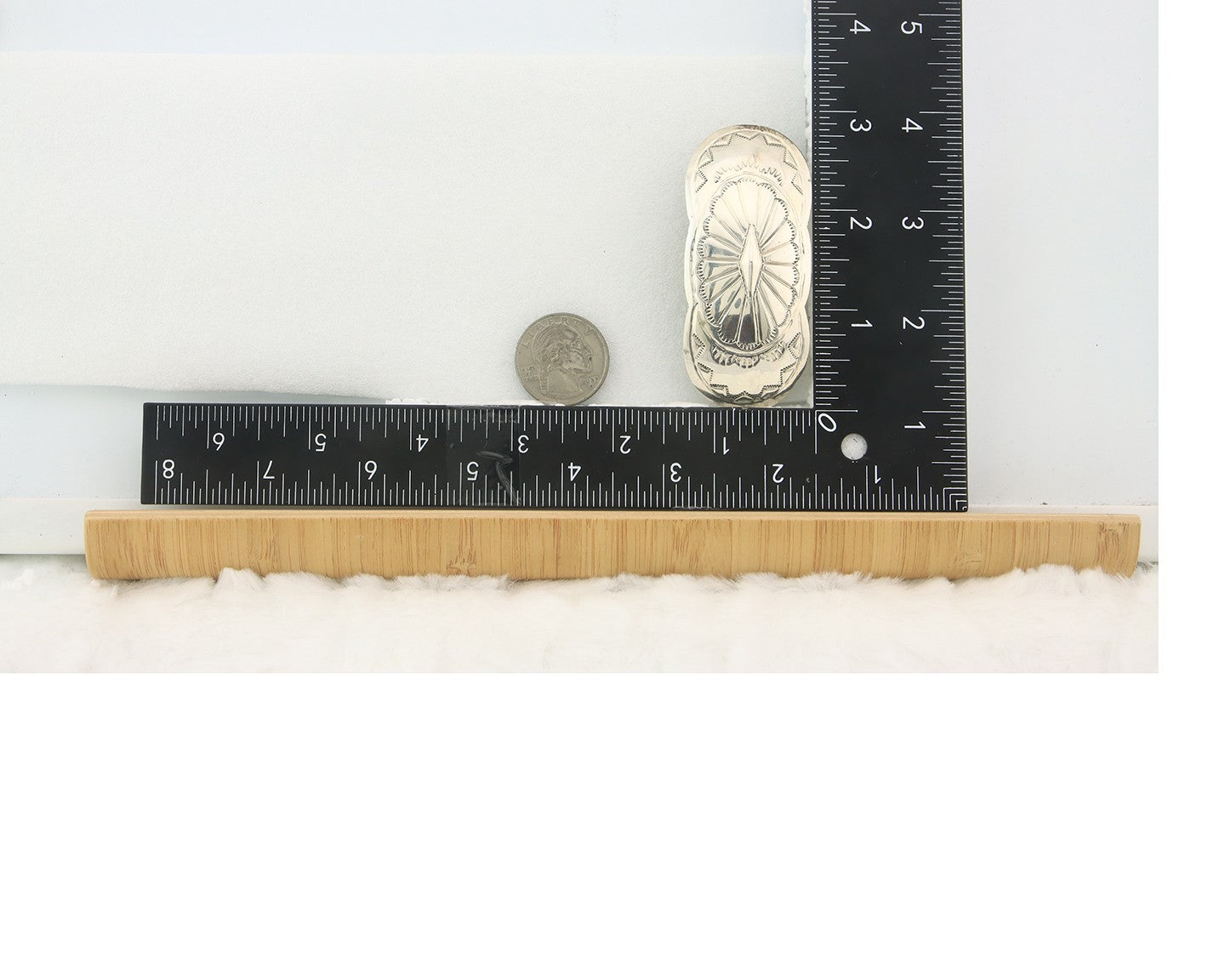 Vintage Navajo Barrette 925 Sterling Silver Hand Stamped Authentic Native Artist