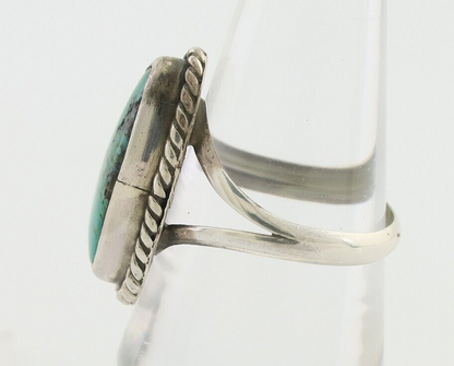 Navajo Ring 925 Silver Blue Gem Turquoise Artist Signed Rabbit Stick C.80's
