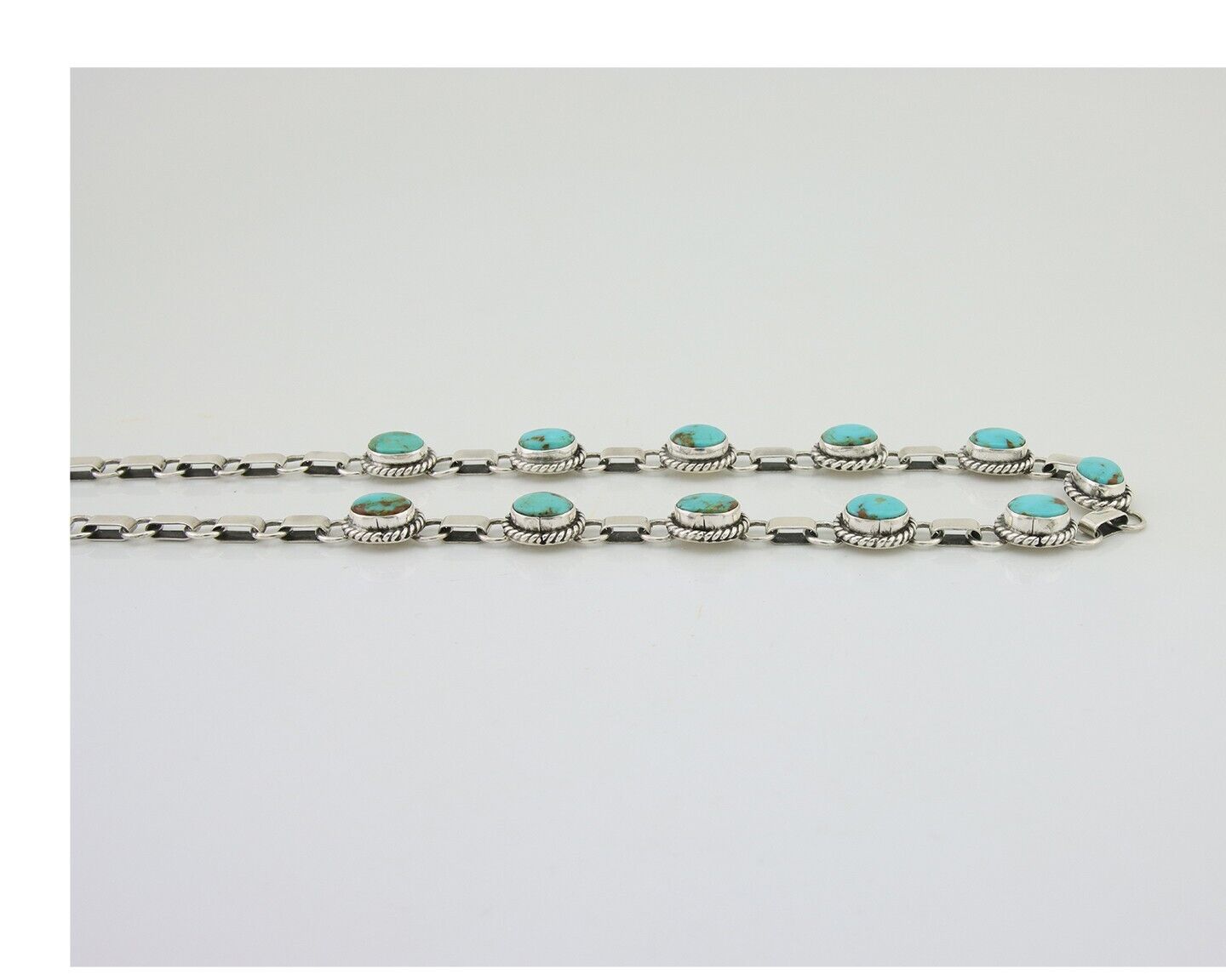 Navajo Turquoise Necklace 925 Silver Natural Blue Native American Artist C.80's