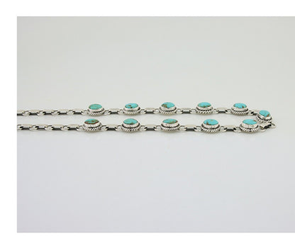 Navajo Turquoise Necklace 925 Silver Natural Blue Native American Artist C.80's