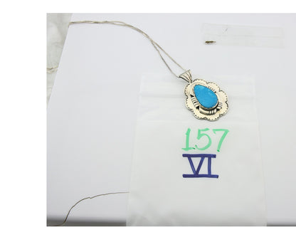 Navajo Sterling Silver Necklace Authentic Turquoise Vintage Signed Montoya