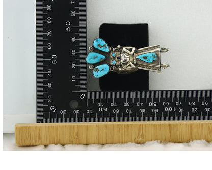 Vintage Navajo Ring 925 Sterling Silver Turquoise Handmade Signed OM Size 7.5
