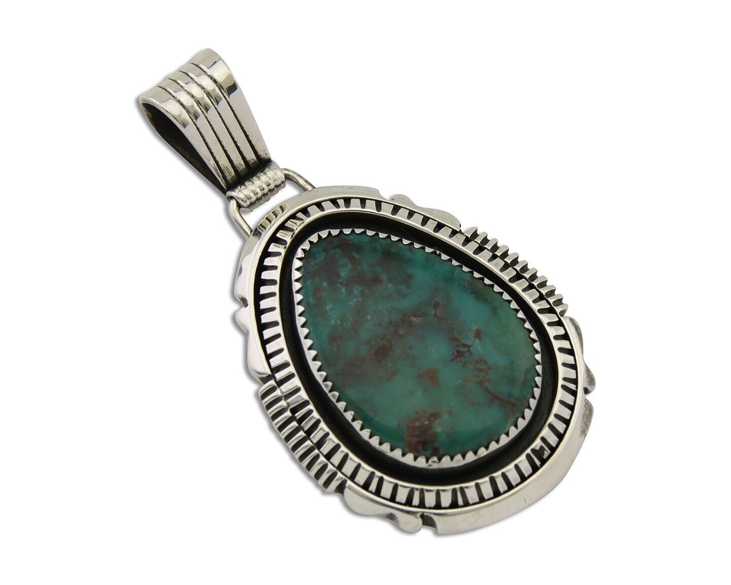 Navajo Pendant 925 Silver Natural Turquoise Artist Signed Lidia Begay C.80's