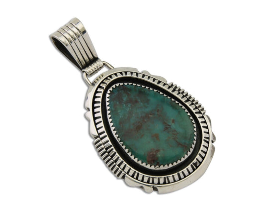 Navajo Pendant 925 Silver Natural Turquoise Artist Signed Lidia Begay C.80's