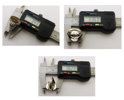 Navajo Handmade Ring 925 Silver Natural Fire Opal Native Artist Size 6.5 C.80's