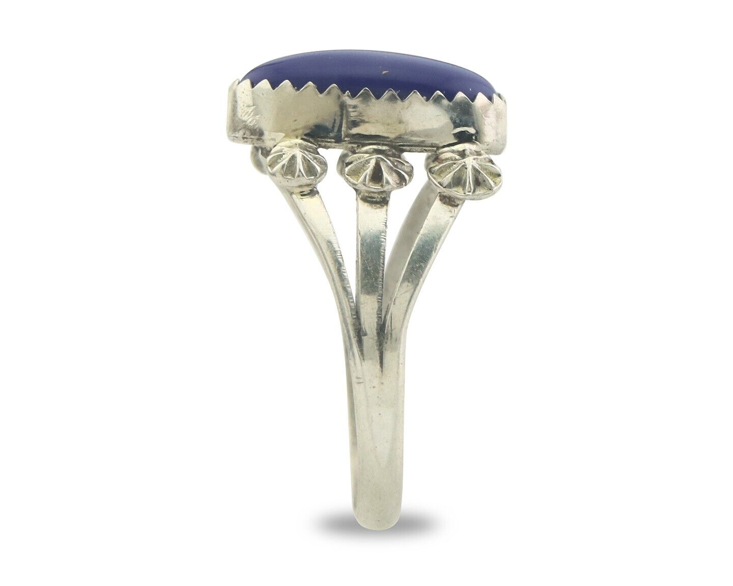 Navajo Ring 925 Sterling Natural Lapis Handmade Native Artist C.80's