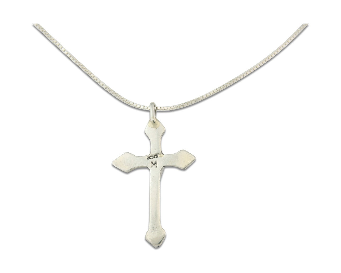 Navajo Cross Necklace Sterling Silver Authentic Natural Gemstones Signed M