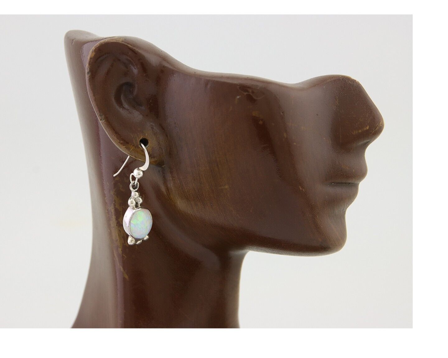 Navajo Dangle Earrings 925 Silver Natural Opal Artist Signed Montoya C.80's