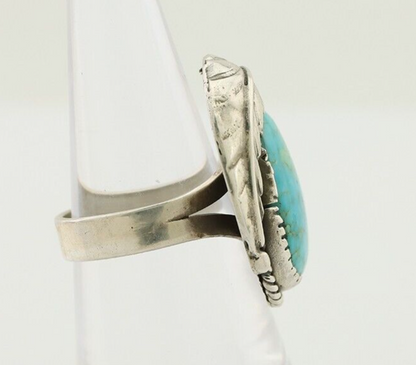 Navajo Ring 925 Silver Spiderweb Turquoise Native Artist C.80's