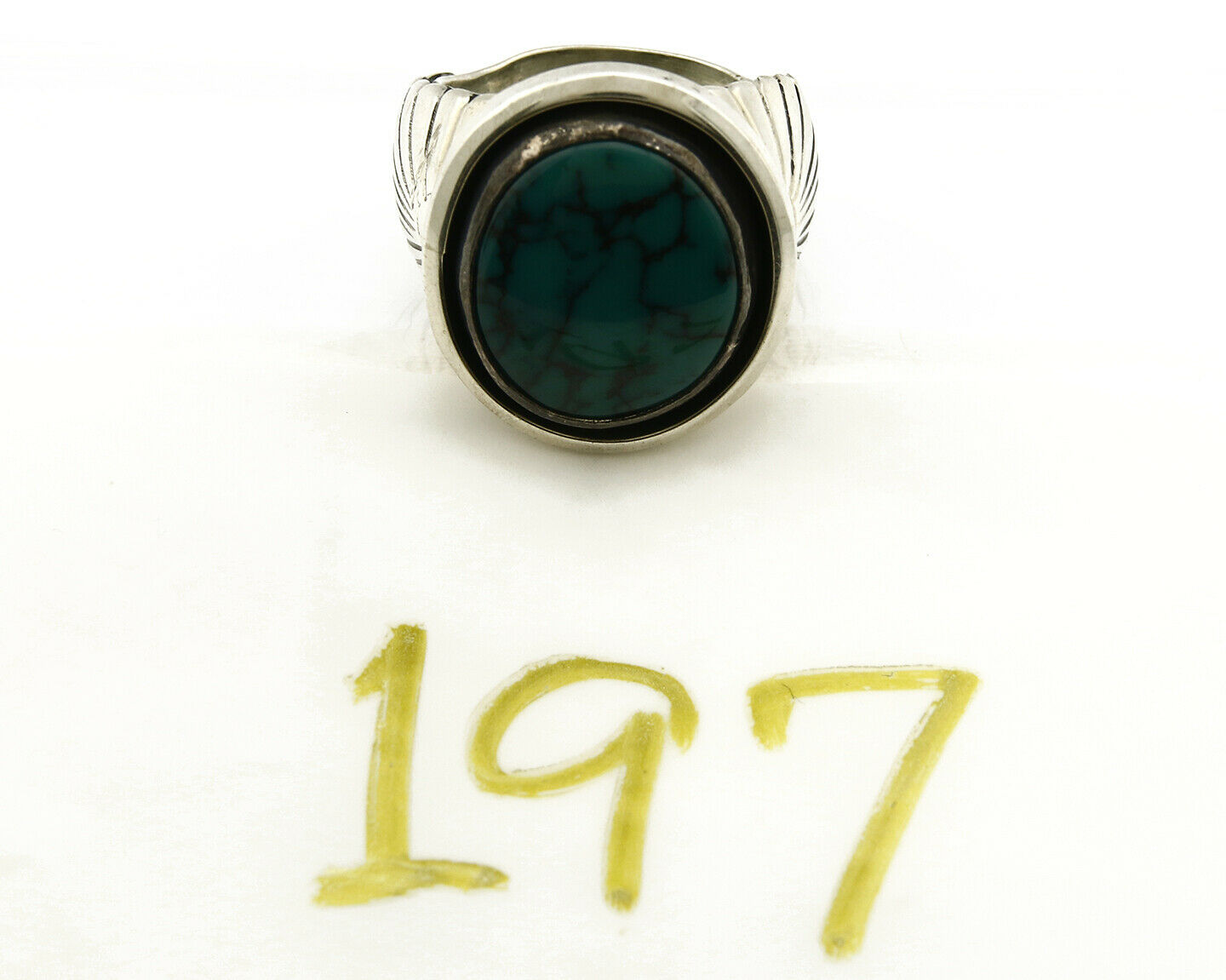 Navajo Ring .925 SOLID Silver China Mountain Turquoise Signed Doug Zachary C.80