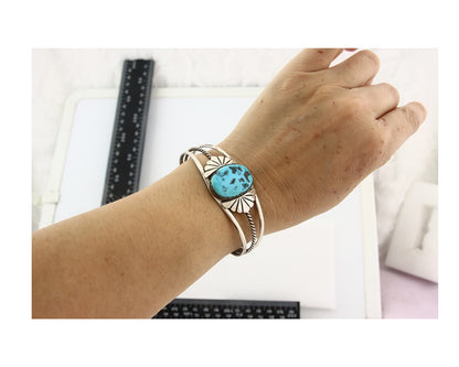 Vintage Navajo Bracelet 925 Silver Blue Turquoise Handmade