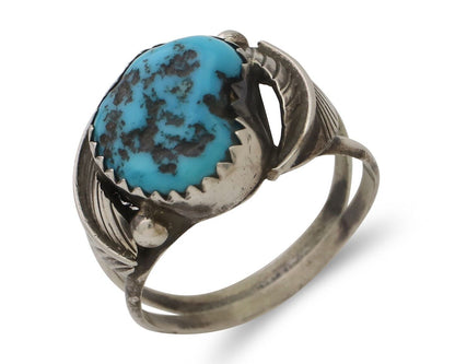 Navajo Ring 925 Silver Morenci Turquoise Native American Artist C.80's