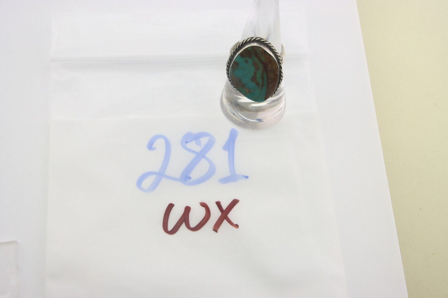 Navajo Ring 925 Sterling Natural Turquoise Native Artist C.80's Size 8.5