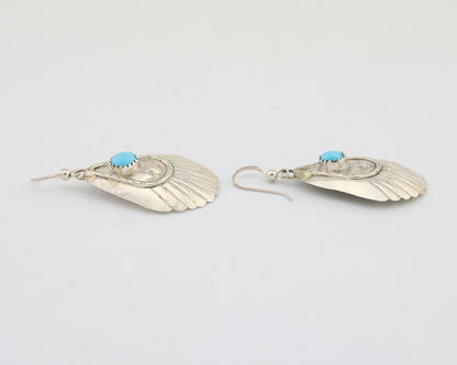 Navajo Earrings 925 Silver Turquoise Artist Signed Dean Brown C.80's