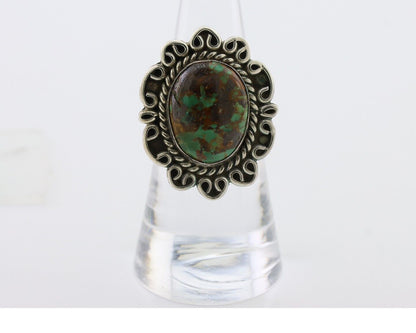 Navajo Ring 925 Silver Natural Turquoise Artist Signed M Size 6.25 C.80's