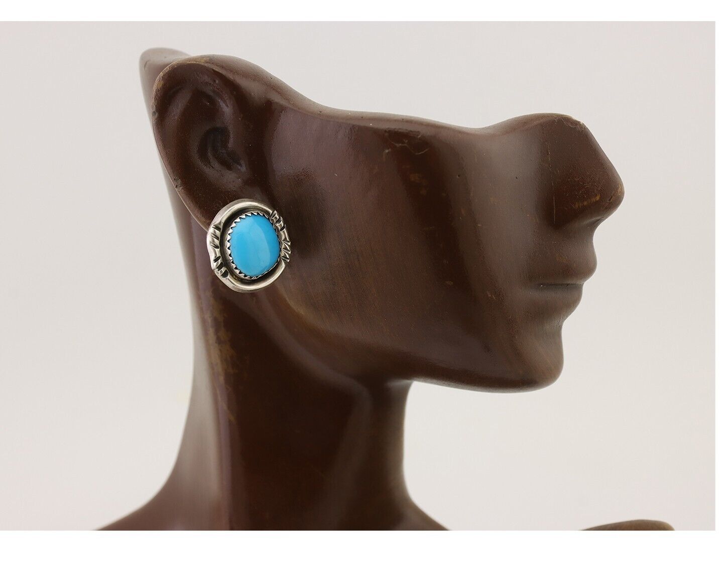 Navajo Earrings 925 Silver Natural Blue Turquoise Native American Artist C.80s