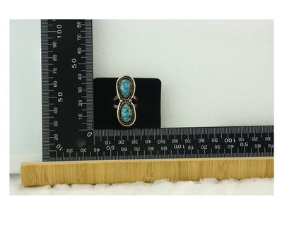 Vintage Navajo Ring 925 Sterling Silver Turquoise Signed FY Size 6.75