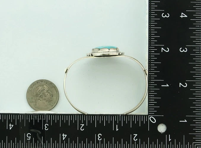 Navajo Cuff Bracelet Sterling Silver Turquoise Handmade Vintage Signed Sunrise