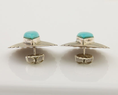 Navajo Earrings 925 Silver Natural Blue Native American Artist C.80's