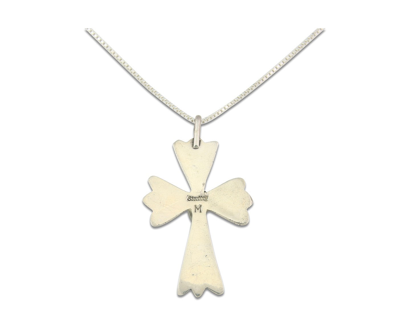 Navajo Cross Necklace Sterling Silver Authentic Natural Gemstones Signed M