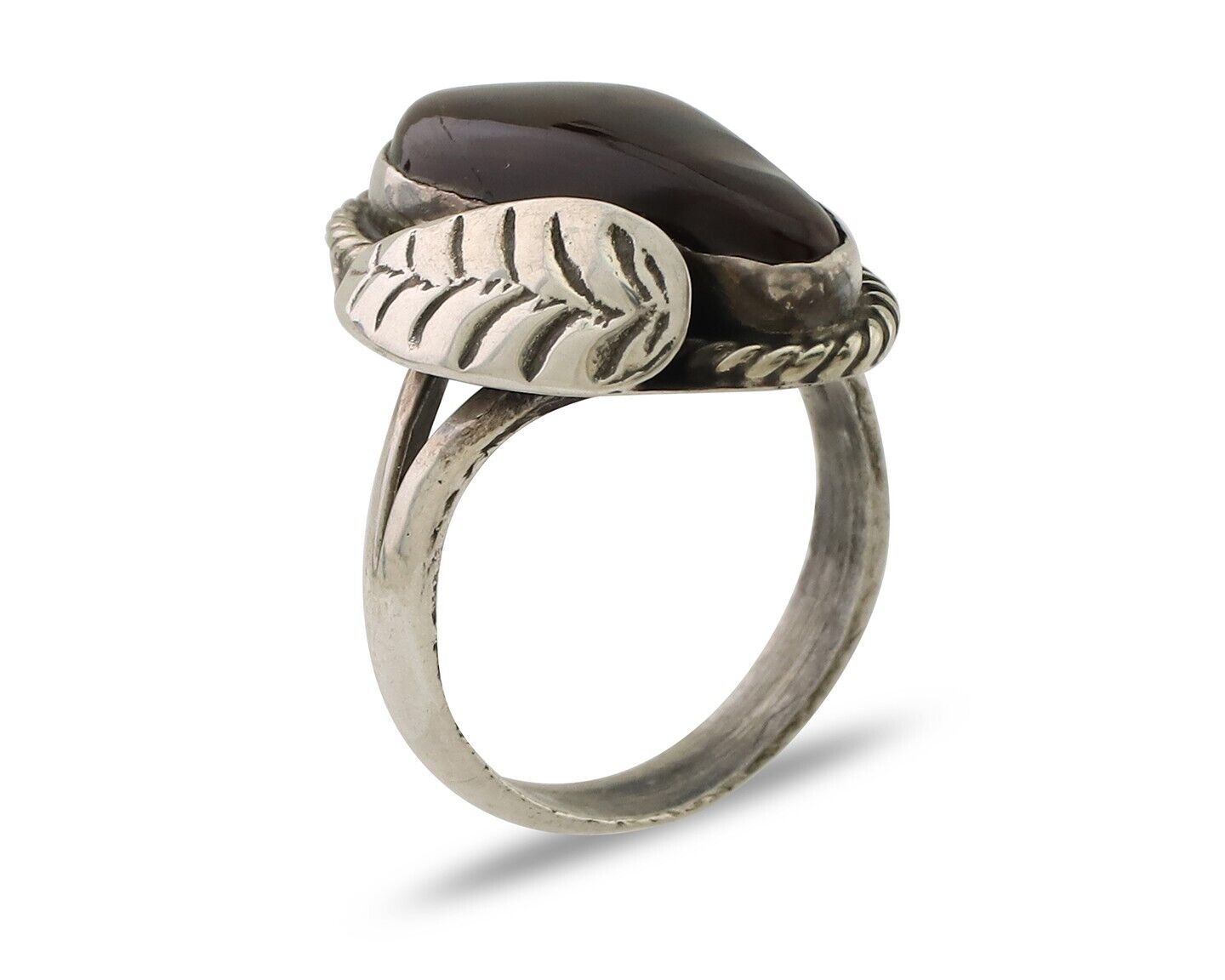 Navajo Handmade Ring 925 Silver Natural Fire Opal Native Artist Size 5.25 C.80's