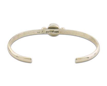 Navajo Bracelet .925 Silver Natural Red Coral Cuff Native American Artist C.80's