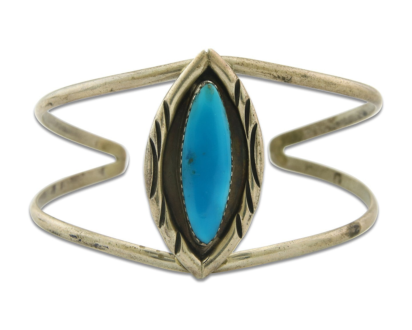 Vintage Navajo Bracelet 925 Silver Turquoise Handmade Authentic Signed HMSS W