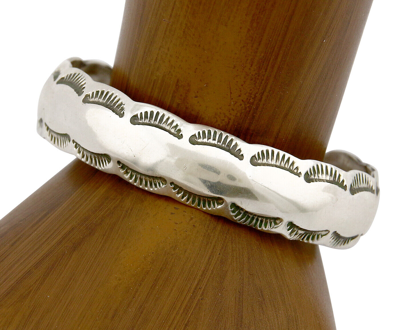 Navajo Bracelet .925 Silver Hand Stamped Artist Signed Tracy C.80's