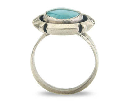 Navajo Ring 925 Sterling Turquoise Handmade Native Artist C.80's Size 6.5