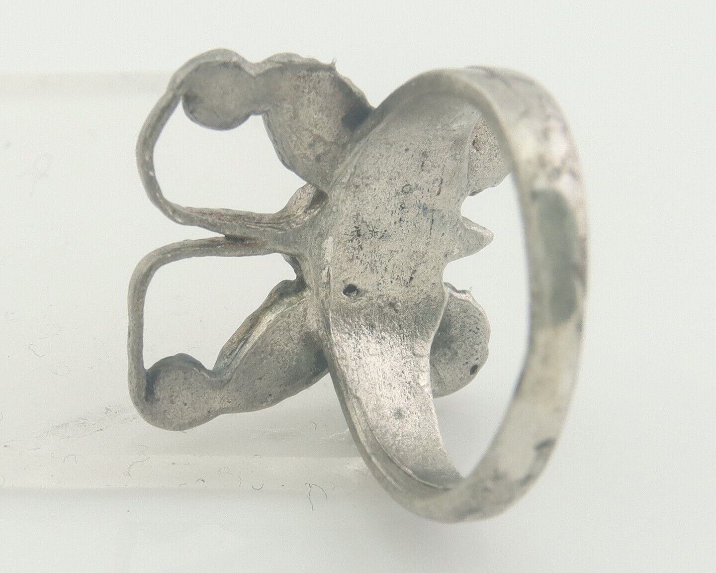 Navajo Ring 925 Silver Inlaid Butterfly Turquoise & Coral C.80's Size 5.5