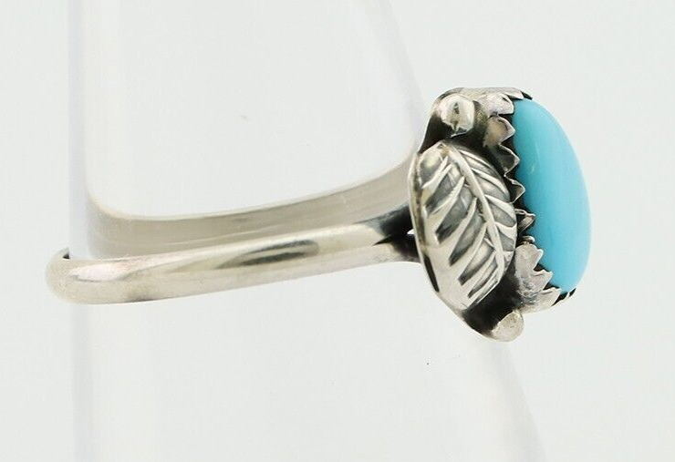 Navajo Ring 925 Silver Sleeping Beauty Turquoise Native American Artist C.80's