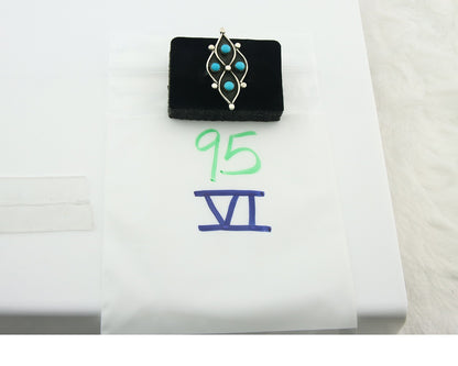 Vintage Zuni Ring 925 Sterling Authentic Natural Turquoise Native Artist Sz 8.25