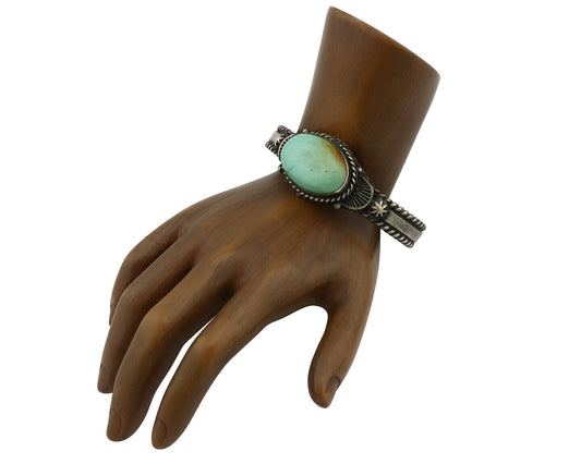 Navajo Bracelet .925 Silver Royston Turquoise Artist Signed JB C.80's