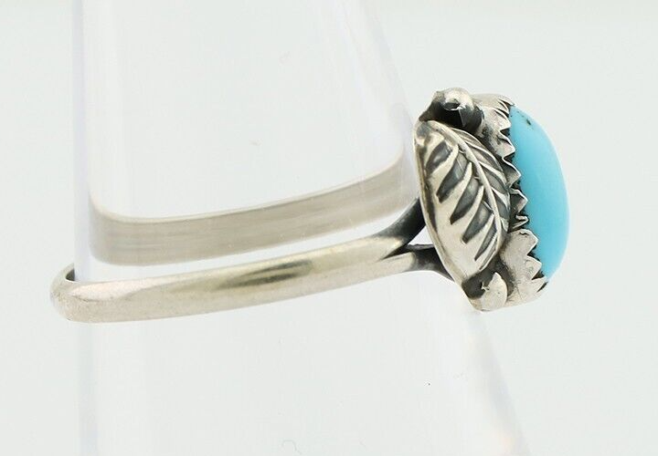 Navajo Ring 925 Silver Sleeping Beauty Turquoise Native American Artist C.80's