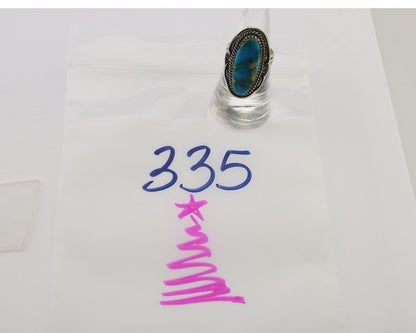 Navajo Ring 925 Silver Natural Blue Turquoise Native American Artist C.80's