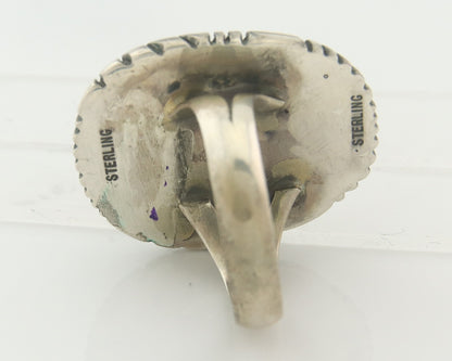 Vintage Navajo Ring 925 Sterling Authentic Traditional Turquoise Size 7.5