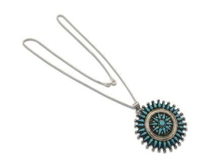 Navajo Sterling Silver Necklace Turquosie Authentic Vintage Signed Ben Yazzie