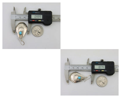 Navajo Earrings 925 Silver Turquoise Artist Signed Dean Brown C.80's