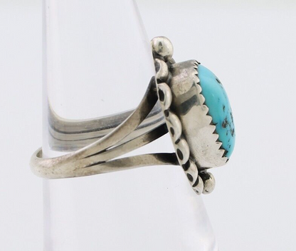 Navajo Ring 925 Silver Sleeping Beauty Turquoise Artist Signed SC C.80's