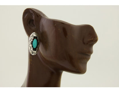 Navajo Dangle Earrings 925 Silver Natural Blue Turquoise Artist Signed P C.80's