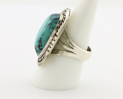 Navajo Ring .925 Silver Globe Turquoise Signed Lee Bennett C.80's